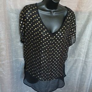 Bobeau Polka Dot Top, high low